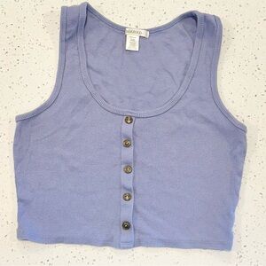 Bozzolo Purple Buttoned Cropped Tank Top - Size: Medium